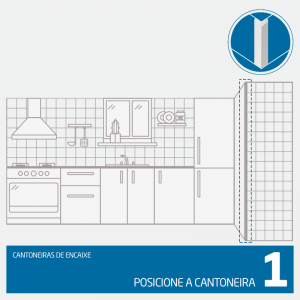 Imagem explicando o passo um da instalação de uma cantoneira.